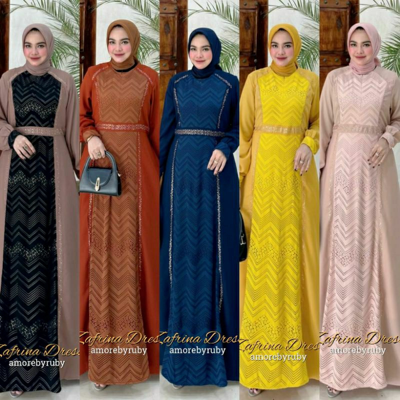 gamis modern zafrina Lace dress brokat mix swarovsky grade A Amore by ruby