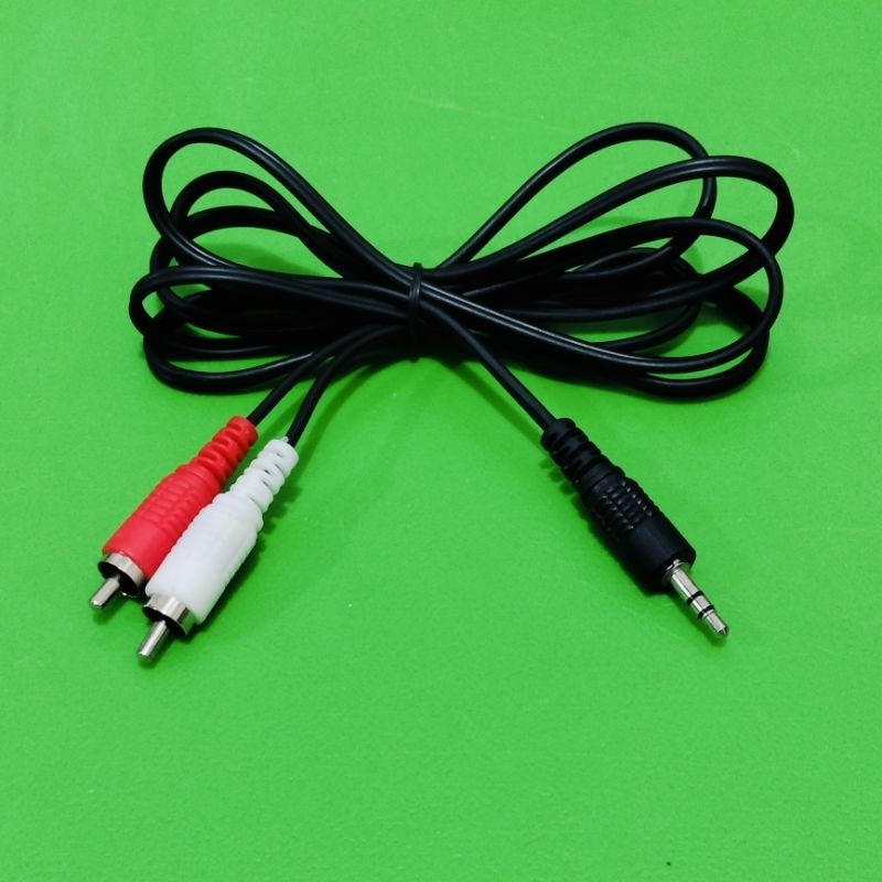Kabel Jack RCA 2in1 Jack 3.5mm Merah Hitam