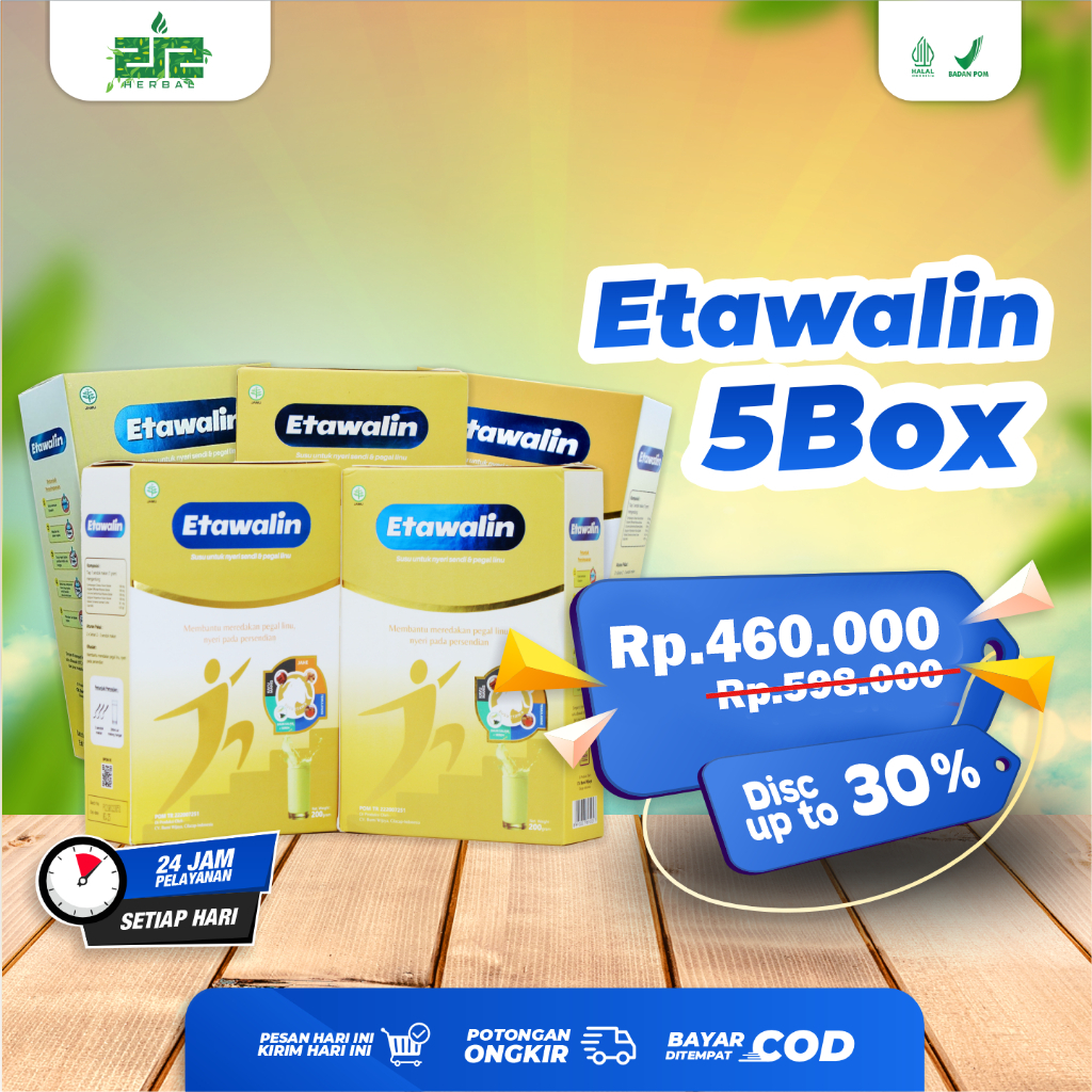 

Paket 5 Box Etawalin - Solusi Atasi Nyeri Sendi Tanpa Efek Samping 212herbal