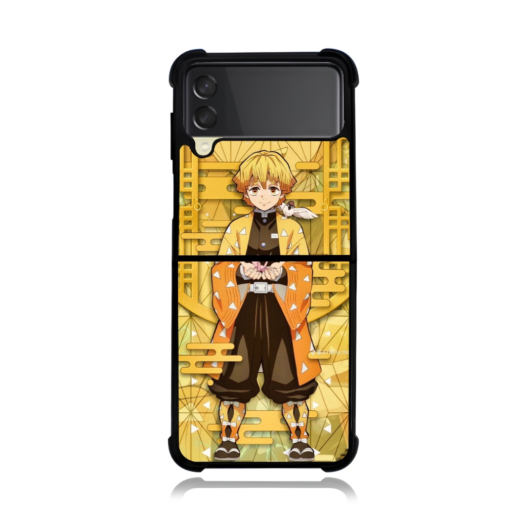 Case Samsung Z FLIP Series FLIP 6 5 4 3 TPU Galaxy Phone Softcase ZENITSU AGATSUMA Demon Slayer