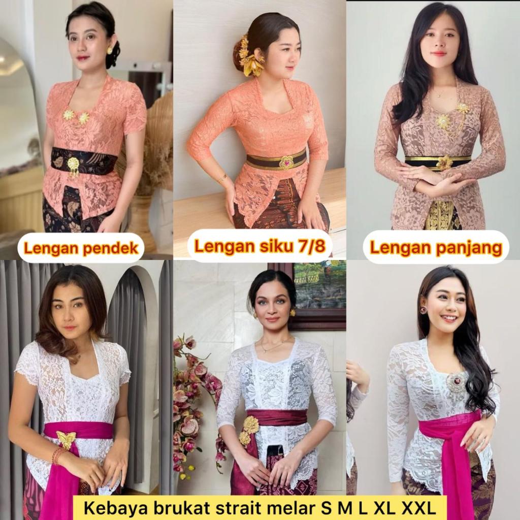 Kebaya Bali BROKAT SOFIA Bed Lengan Panjang Pendek Lilit Tumpuk Tangan 7/8 3/4 Model Siku ( kebaya s
