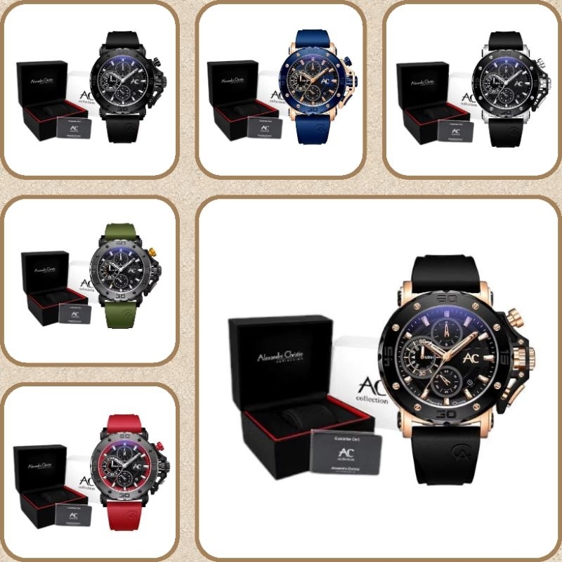 Jam Tangan Pria Alexandre Christie Collection 9205 AC9205 AC 9205 Tali Karet / Rubber