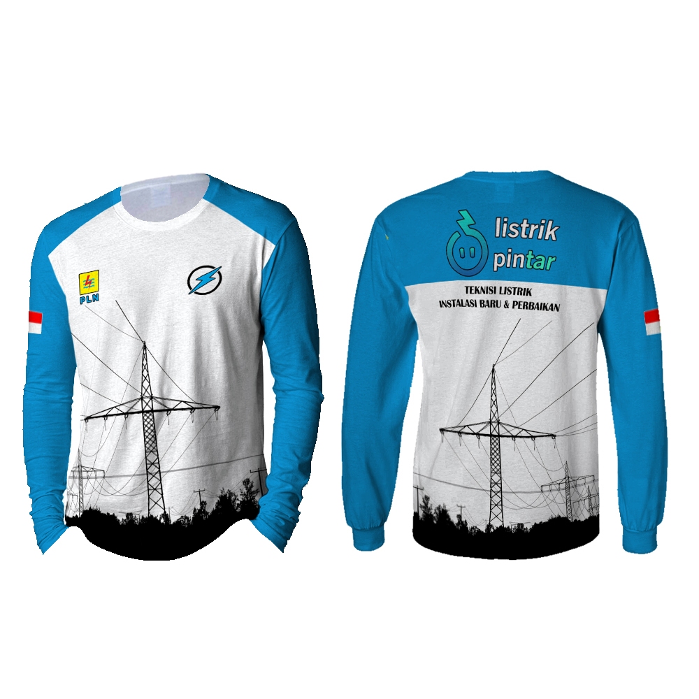 Kaos Baju Jersey PLN LISTRIK PINTAR Lengan Panjang Fullprint