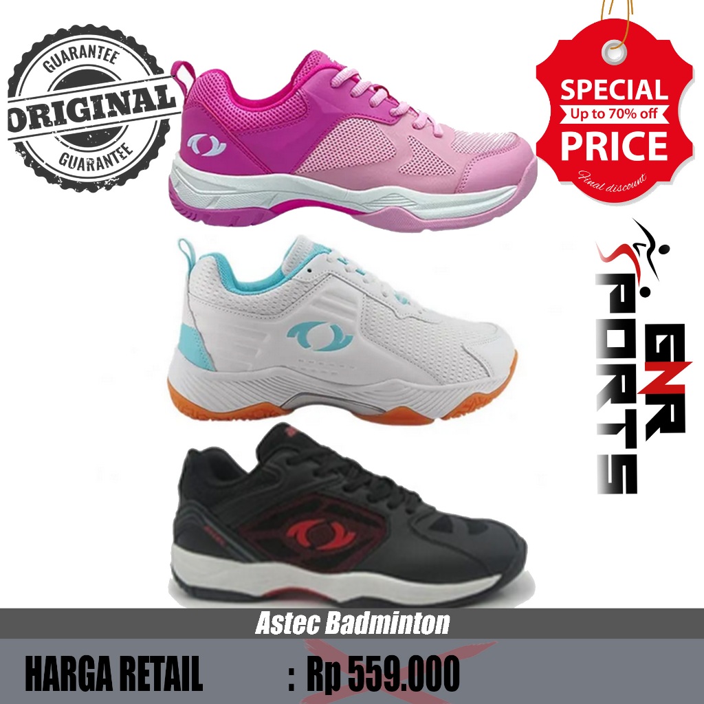 Sepatu Astec Evolis 3 Badminton Women Black Original 100%