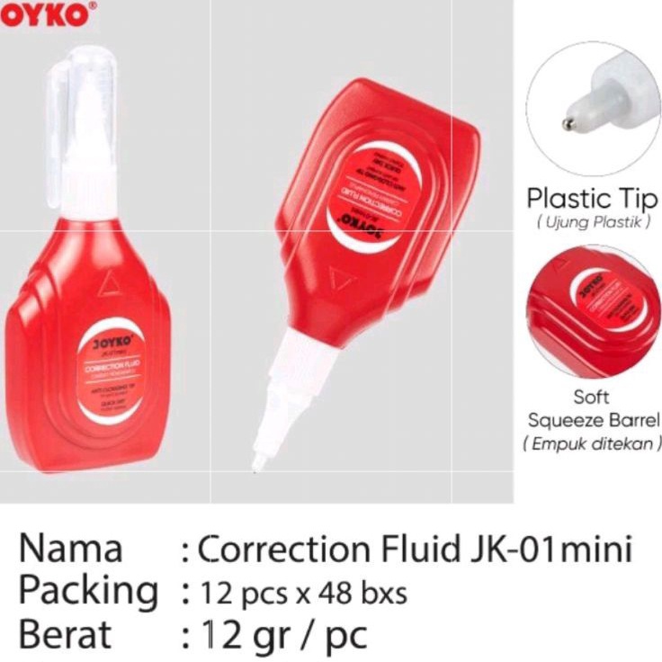 

Kilat Correction FluidTipex Cair Joyko Jk1 M 1pak12pcs