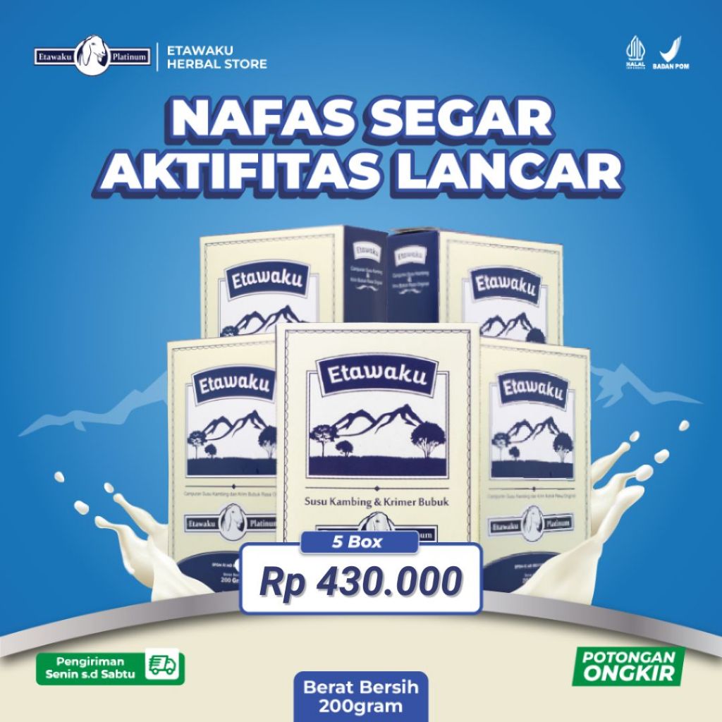 

Etawaku Platinum Susu Etawa Solusi Nyeri Sendi dan Sesak Nafas Original 5 Box