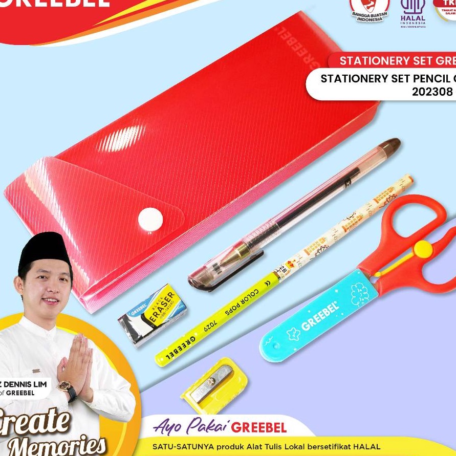 

Khusus GREEBEL Tempat Pensil Lengkap Alat tulis Stationery Set SET PENCIL CASE 22312 Alat Tulis