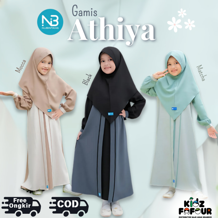 SET GAMIS ATHIYA BAJU MUSLIM ANAK BAYI REMAJA PEREMPUAN DRESS ORI NUBI NUBINTANG