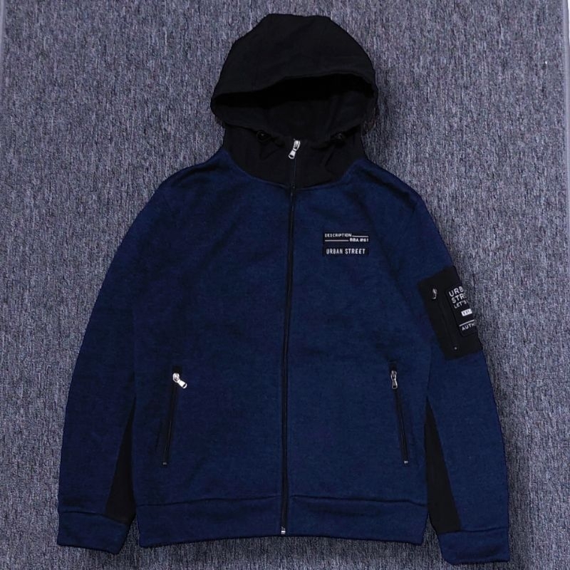 [PRELOVED] BANG.BANG JEANS JACKET MIX KNIT WITH WATER-RESISTANT HOODIE