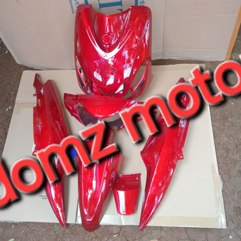 cover full body halus yamaha mio smile warna merah candy