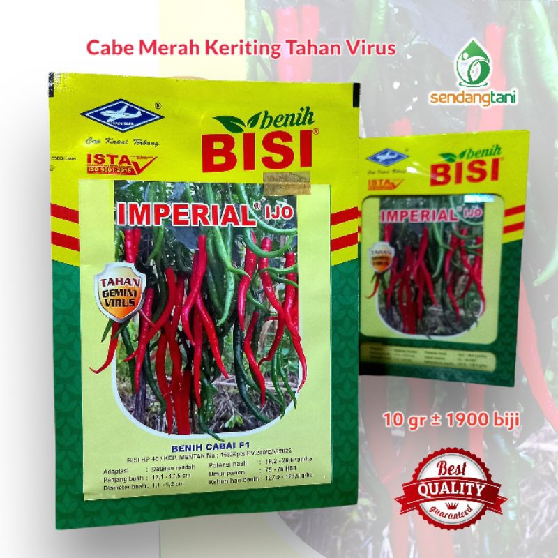 Benih Cabe IMPERIAL Ijo F1 10 Gr Bibit Cabai Merah Keriting Tahan Virus Cap Kapal Terbang - Iggo