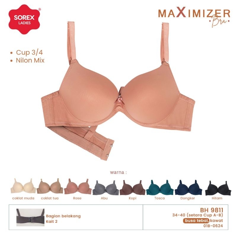 Sorex bra 9811 uk.34-40 busa tebal kawat  maximiser cup B