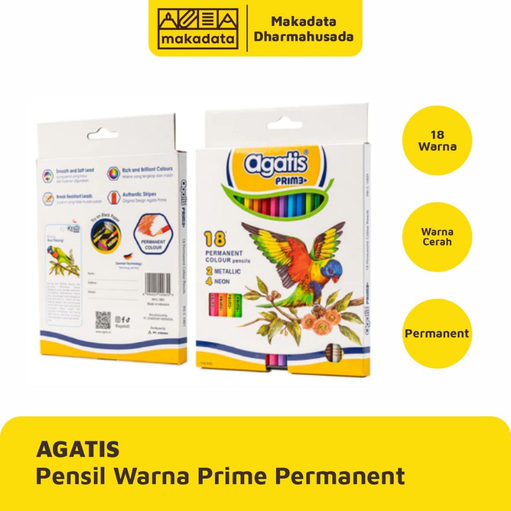 

PENSIL WARNA AGATIS 18 WARNA PRIME PERMANENT (1 SET)