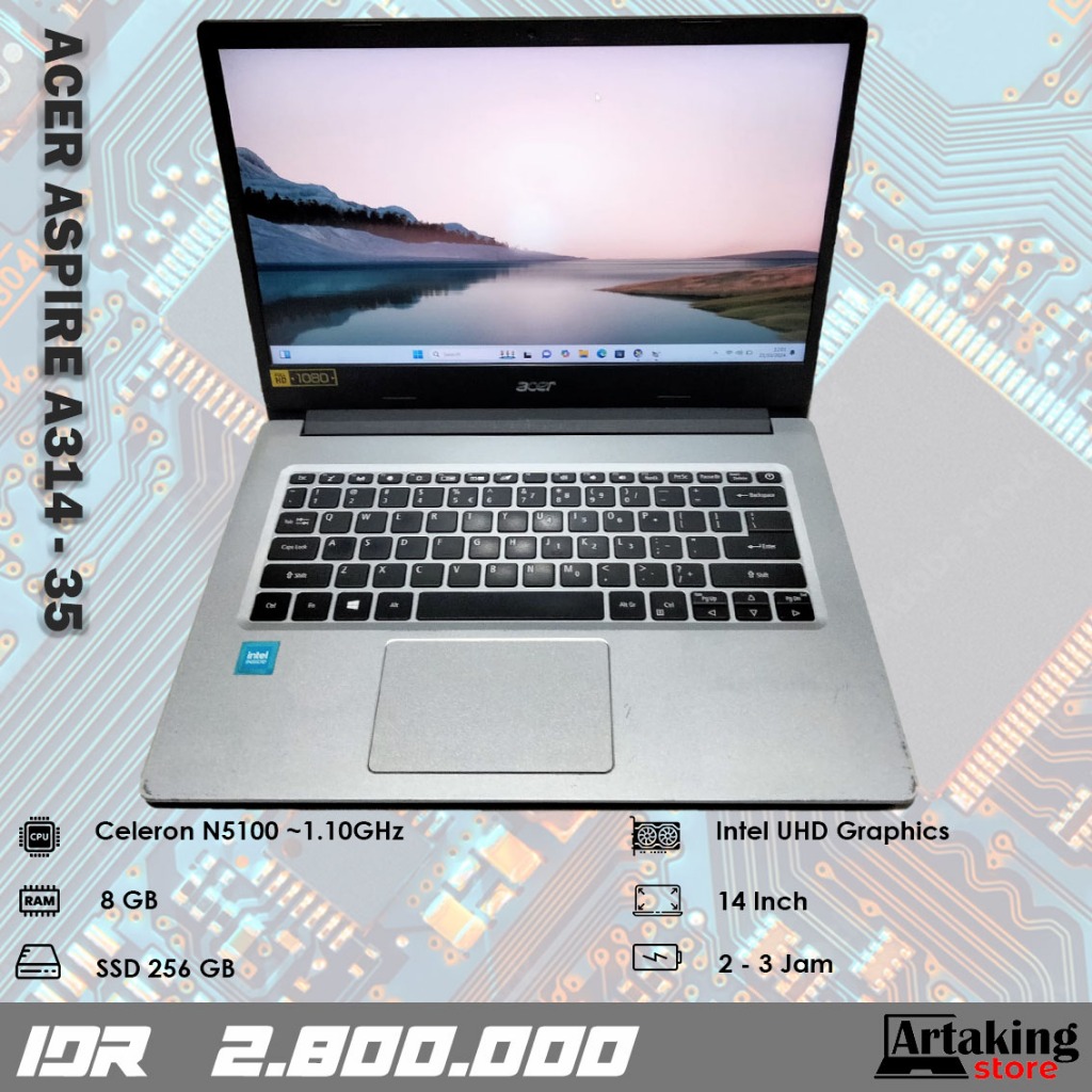 Acer Aspire A314 - 35 - Celeron N5100 - Ram 8 GB - SSD 256 GB
