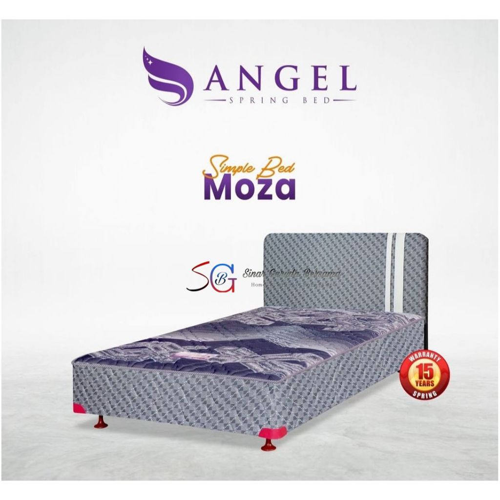 SINGLE BED MERK ANGEL TIPE MOZA / KASUR SPRING BED SINGLE BED + SANDARAN / SIMPLE BED MOZA