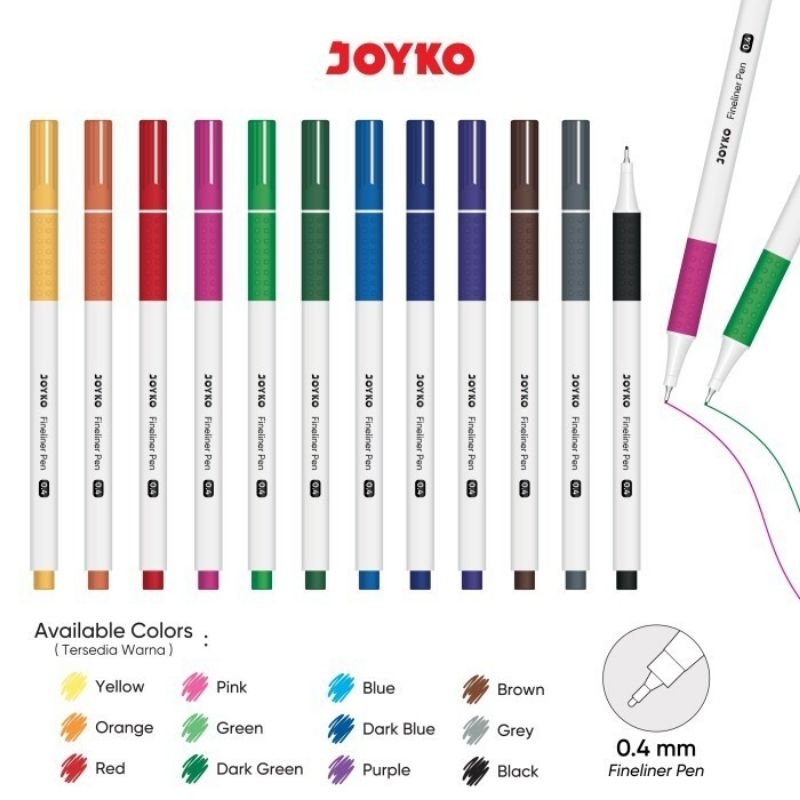 

Fineliner Pen Pulpen Pena Warna Joyko CLP-062 0.4mm