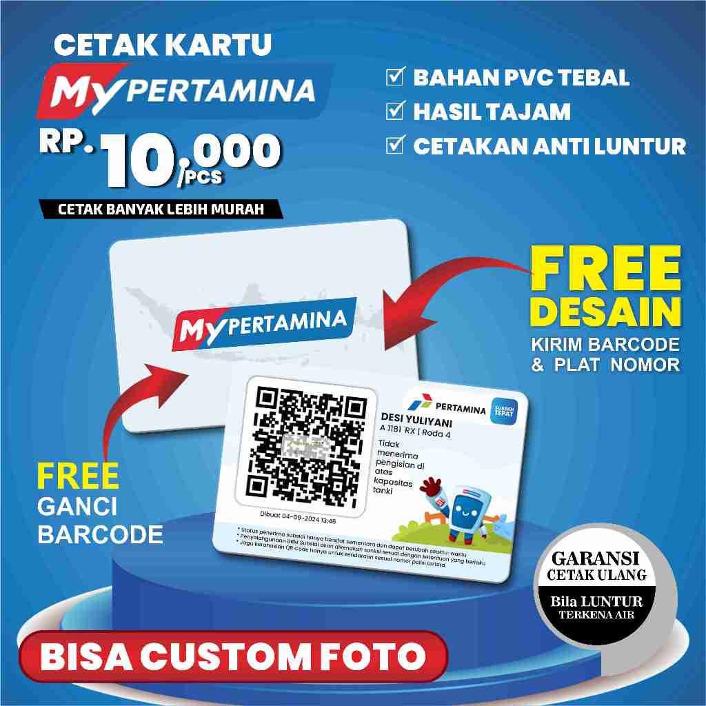

Cetak My Pertamina Kartu My Pertamina Bahan Tebal Anti Luntur Bisa Custom Foto