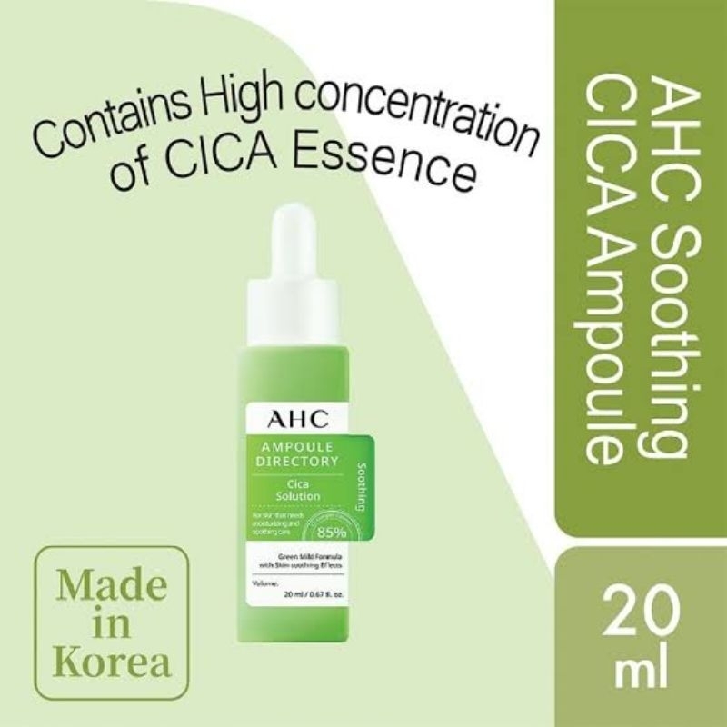 'AHC Ampoule Directory Cica Solution 20mL Skincare Jerawat Serum Jerawat Serum Kulit Sensitif Serum 