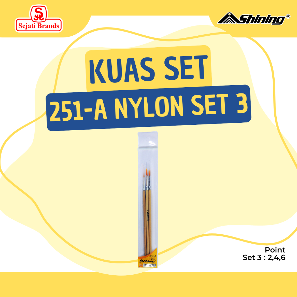 

SHINING Kuas Gambar/Lukis-Paint brush set 251-A (set 3) no. 2,4,6