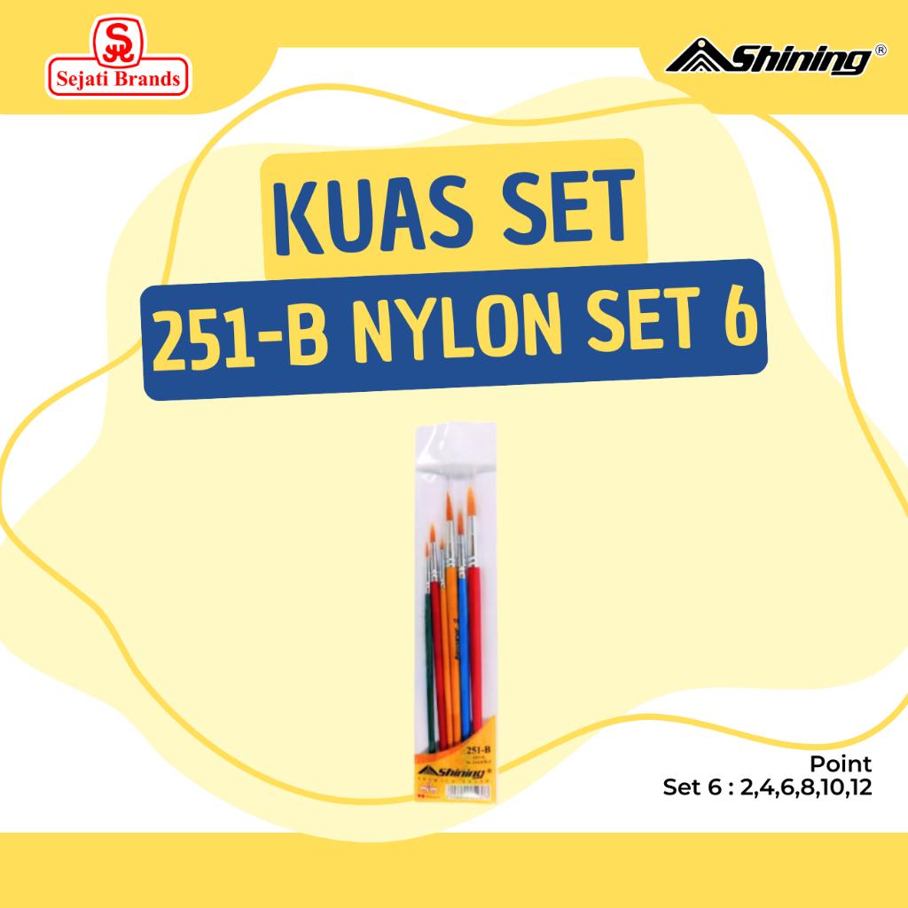 

SHINING Kuas Gambar/Lukis-Paint brush set 251-B(set 6)no.2,4,6,8,10,12