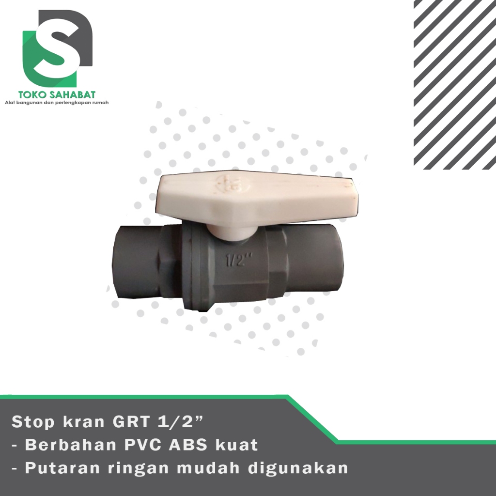 PVC Ball valve 1/2" / stop kran BV PVC 1/2" GRT