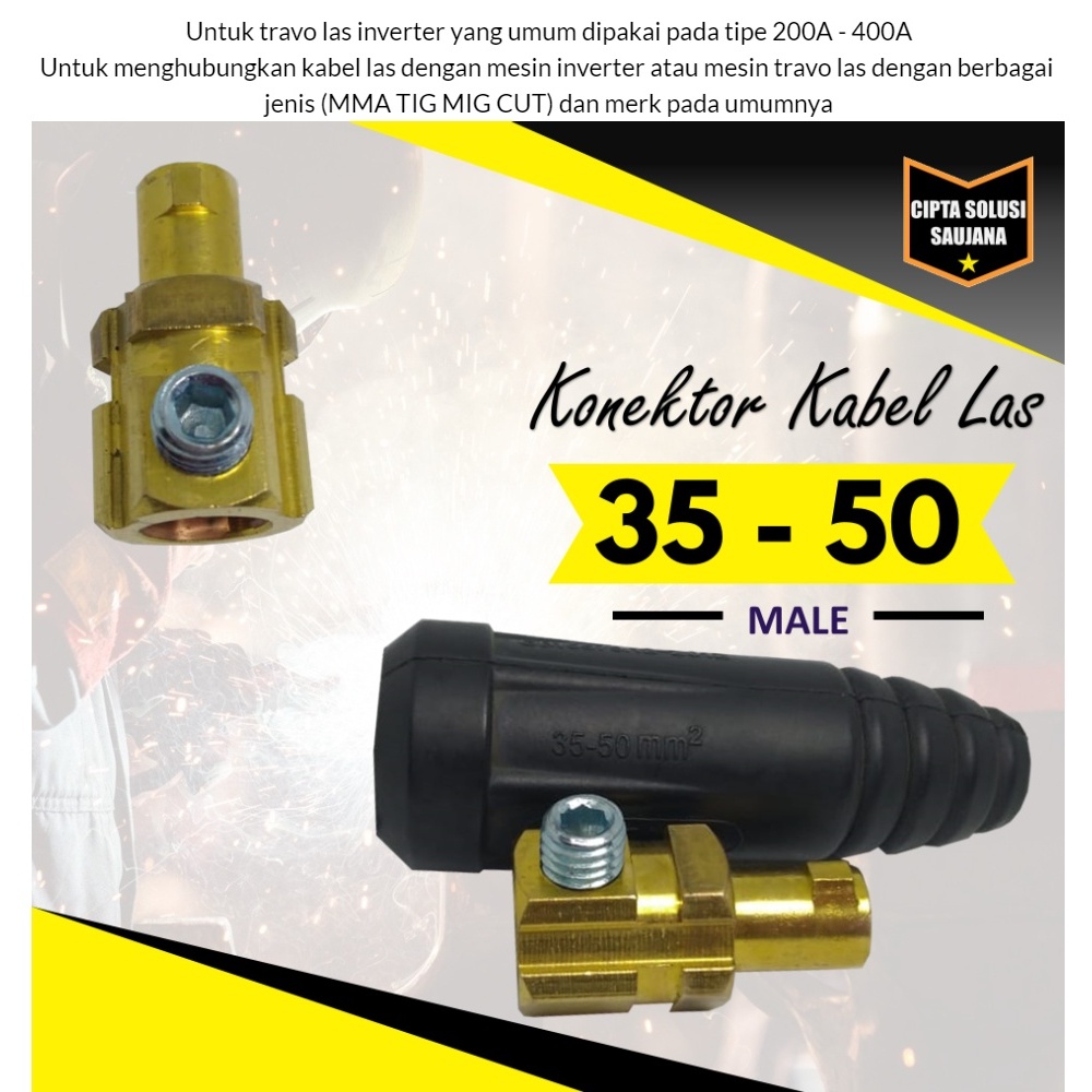 KONEKTOR LAS MALE 50MM COLOKAN KABEL LAS COWO 50 MM