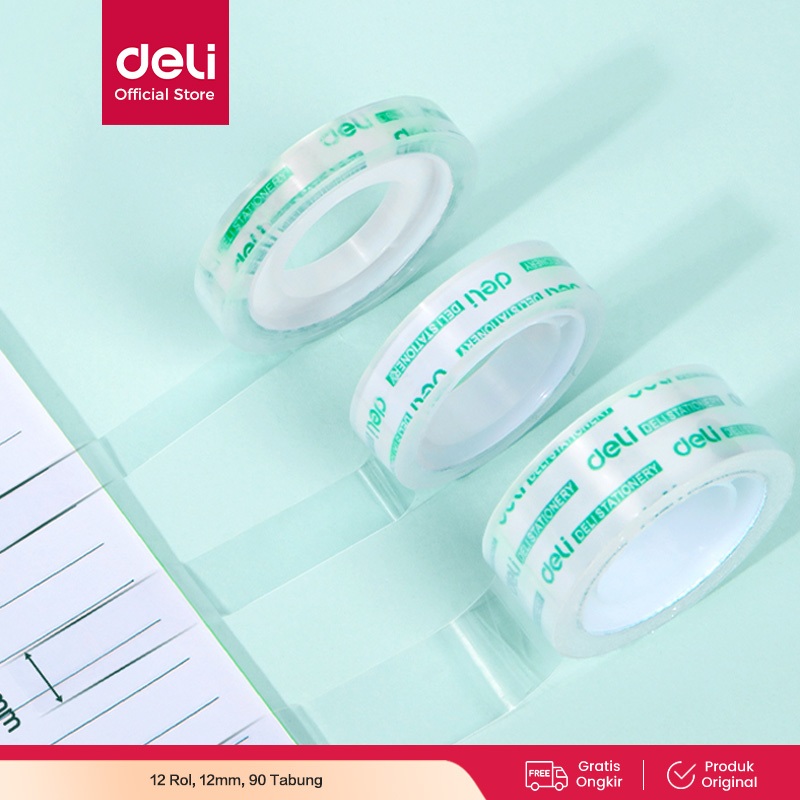 

Deli isolasi /cellotape untuk sekolah 12 mmx14y *38um 12pcs/Rol 30011 30000 30024