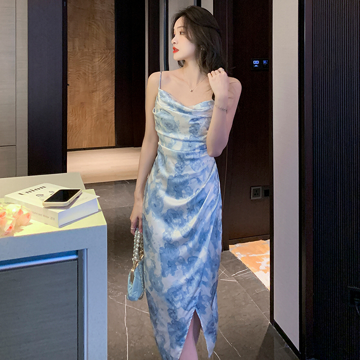 Off Shoulder Baju Ke Pantai Wanita Kekinian Dress Big Size Sleeveless Dress Floral Vintage Korean St