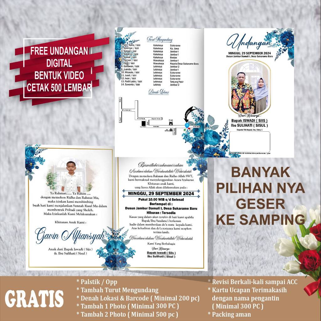 Undangan Sunatan Khitanan Kertas BC 150 GR Undangan Fhoto