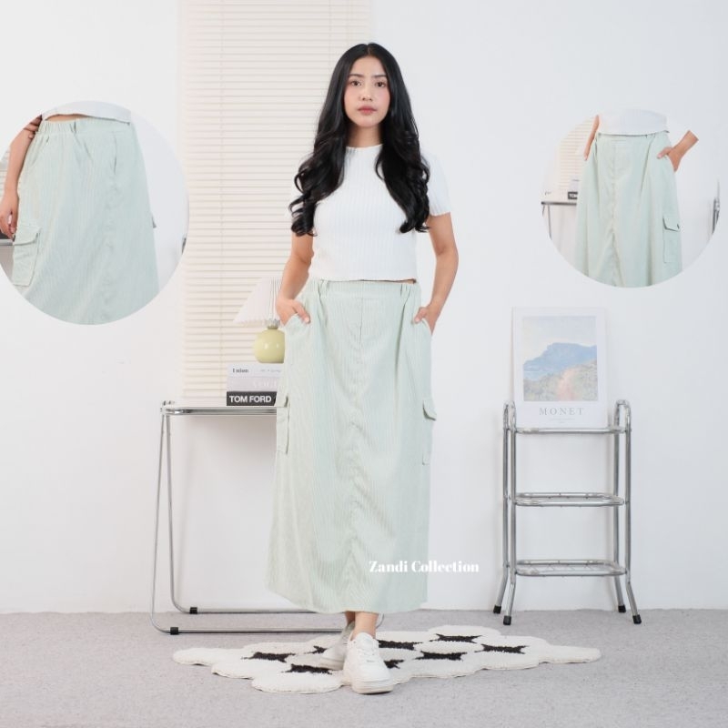 Silva Rok Skirt Cargo Corduroy - Rok Cargo Corduroy Wanita - Rok Cargo Polos Basic Wanita Korean Sty