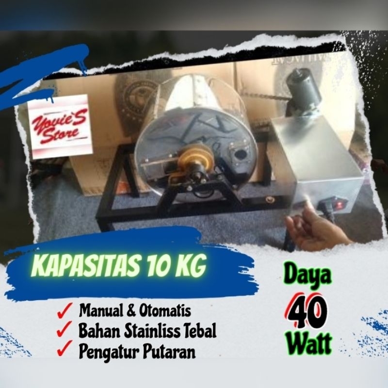 Mesin Roasting Kopi - Alat Sangrai Kacang Otomatis Kapasitas 10kg Free Kopi Greenbean