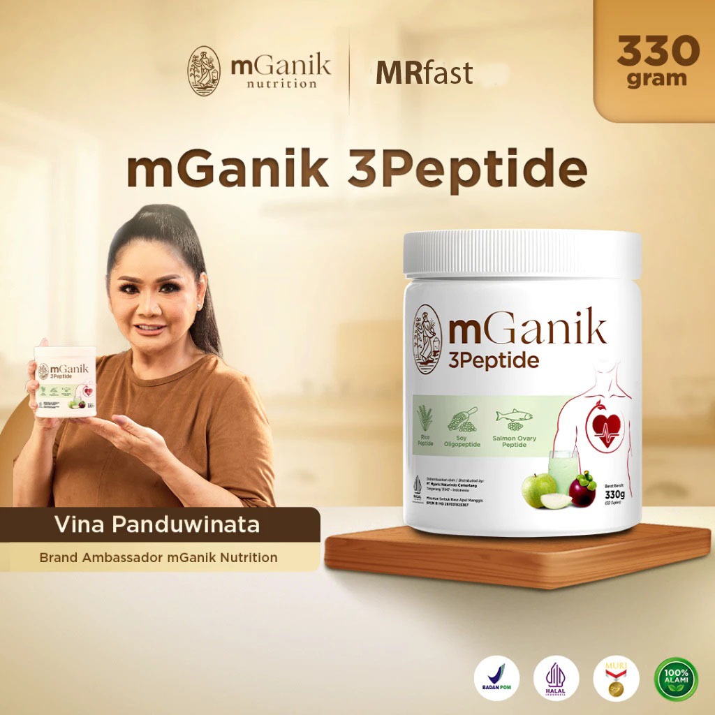

3Peptide mGanik Suplemen Jantung Kardiovaskular Herbal Rasa Apel Manggis 330 gram