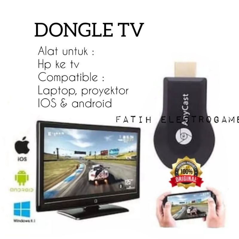 ANYCAST DONGLE SCREEN MIRRNG HP KE TV LEDLCD ALAT UNTUK MENYAMBUNGKAN MENGHUBUNGKAN SEBAGAI PENYAMBU