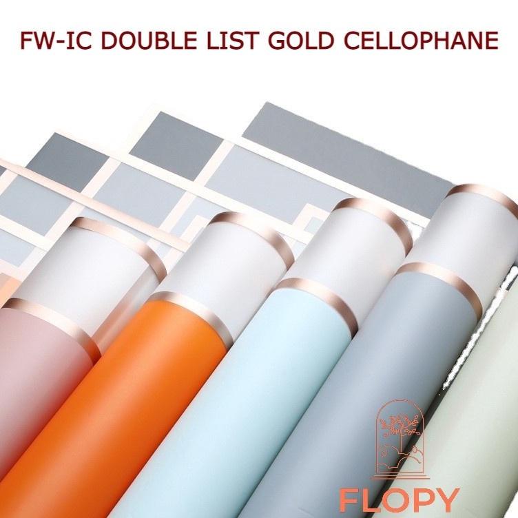 

Hadir Terbatas 5 pcs FWIC Double List Gold Cellophane kertas bunga tissue bunga FWIC