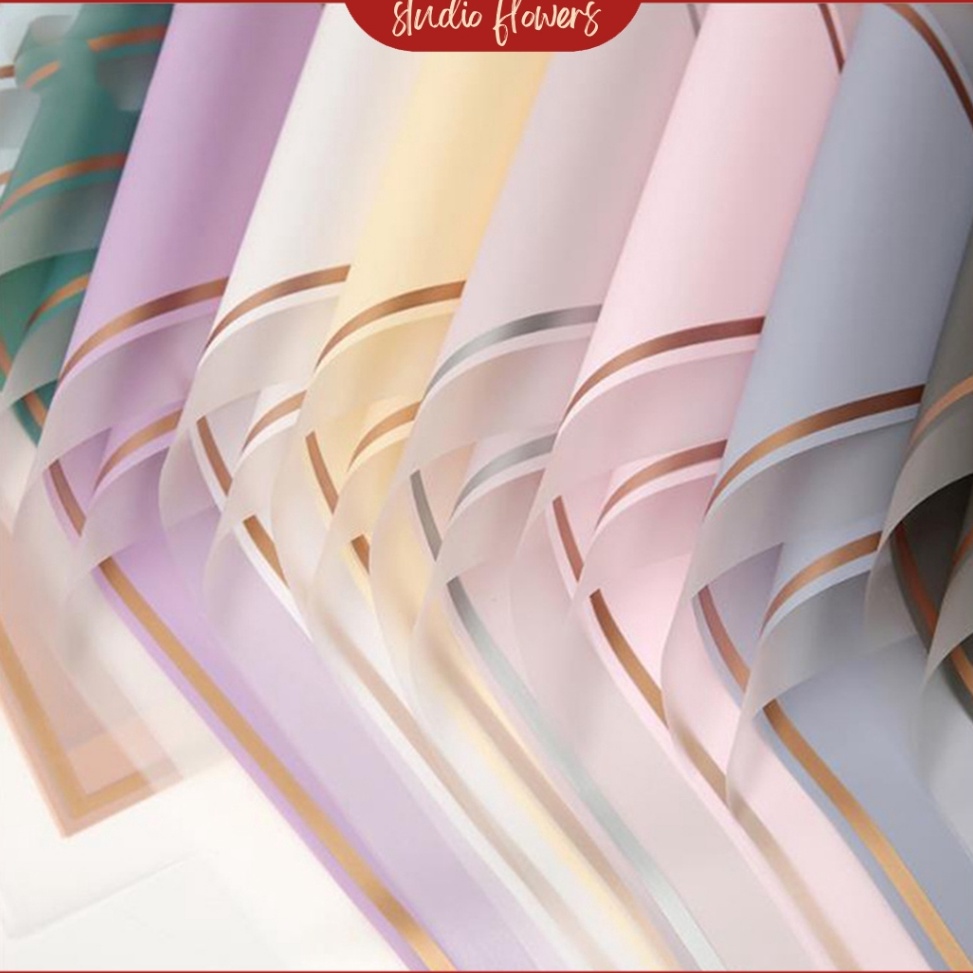 

Hemat Biaya 2 LEMBAR Kertas Bunga Buket Gold Frame Transparan Pastel Flower Wrapping Paper Cellophane KB613