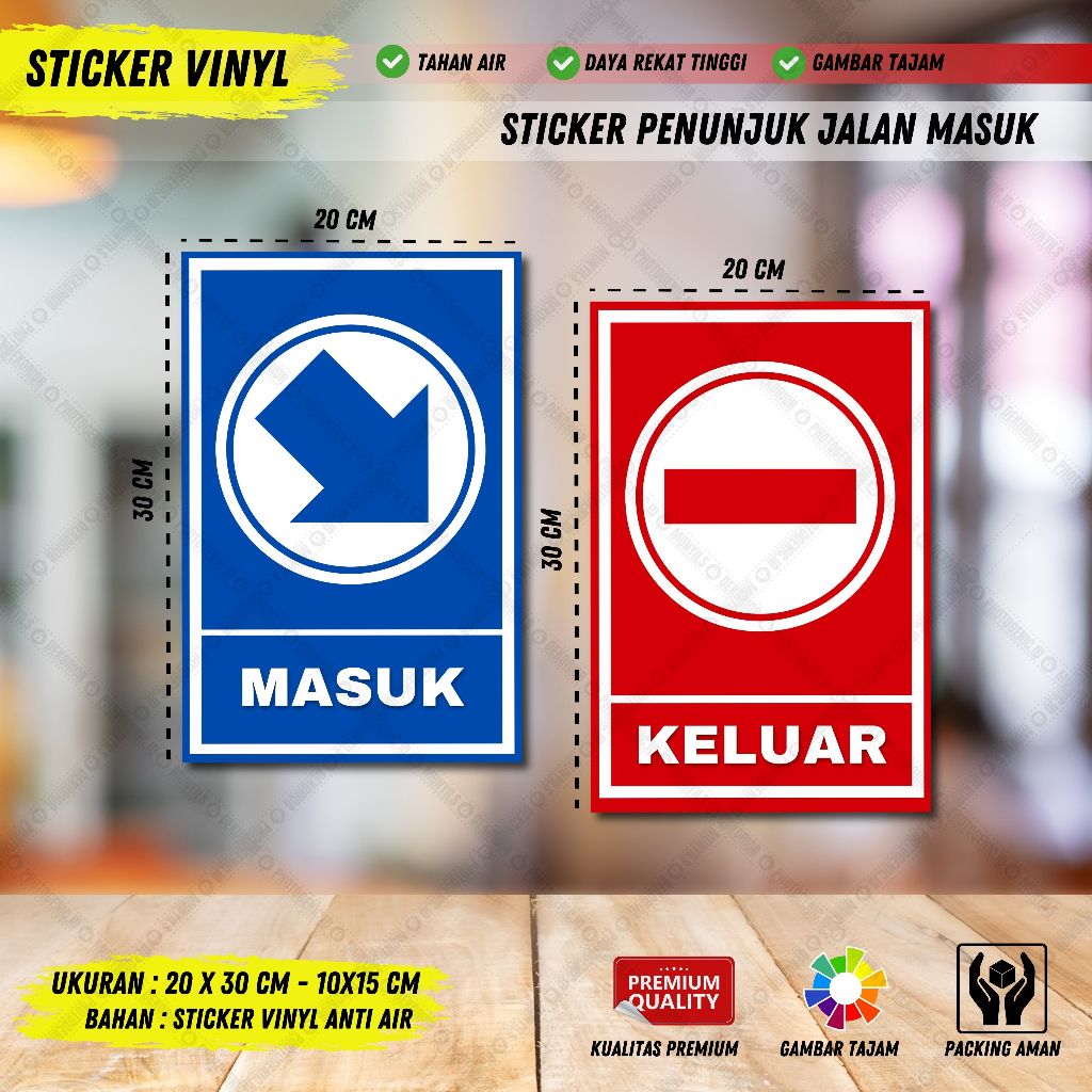 

Stiker Rambu tanda Arah pintu keluar masuk sticker vinyl waterproff