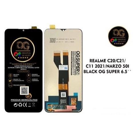LCD TS OG ORIGINAL SUPER REALME C20 / C21 / C11 2021 BLACK UNIVERSAL QUALITY