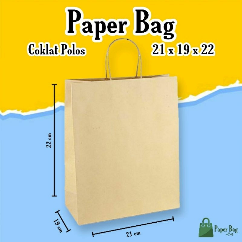 

Paperbag Grosir 21x19x22 (R8) Coklat Polos Murah