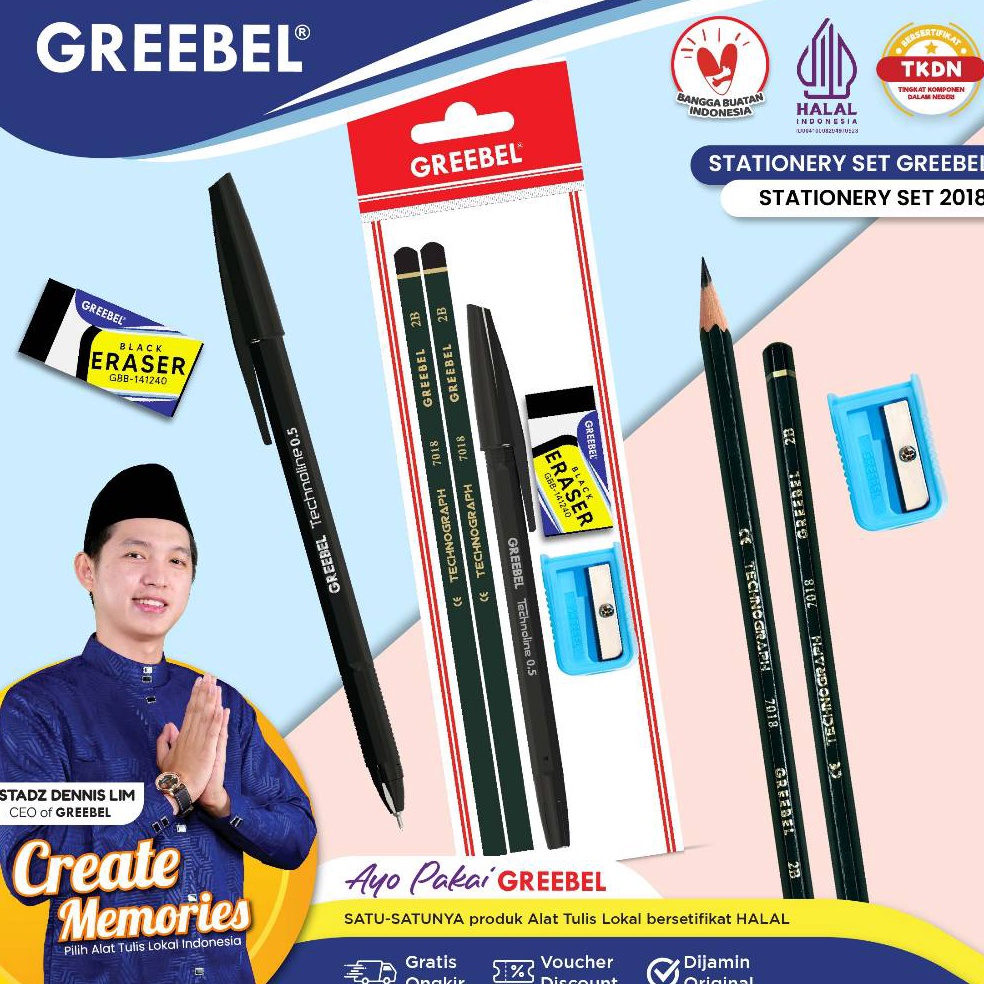 

Cuci Gudang GREEBEL Pensil Pulpen Set Alat Tulis Anak Sekolah STATIONERY SET 2181 Stationery Set Paket Alat Tulis