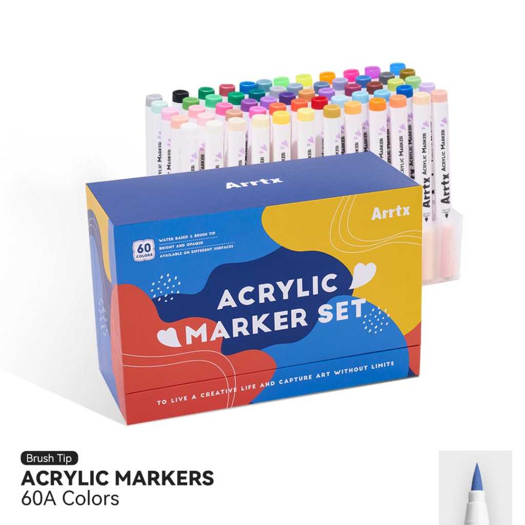 

ARRTX Acrylic Brush Marker/Spidol Akrilik 60A (Basic/Neon/Metallic Colors)