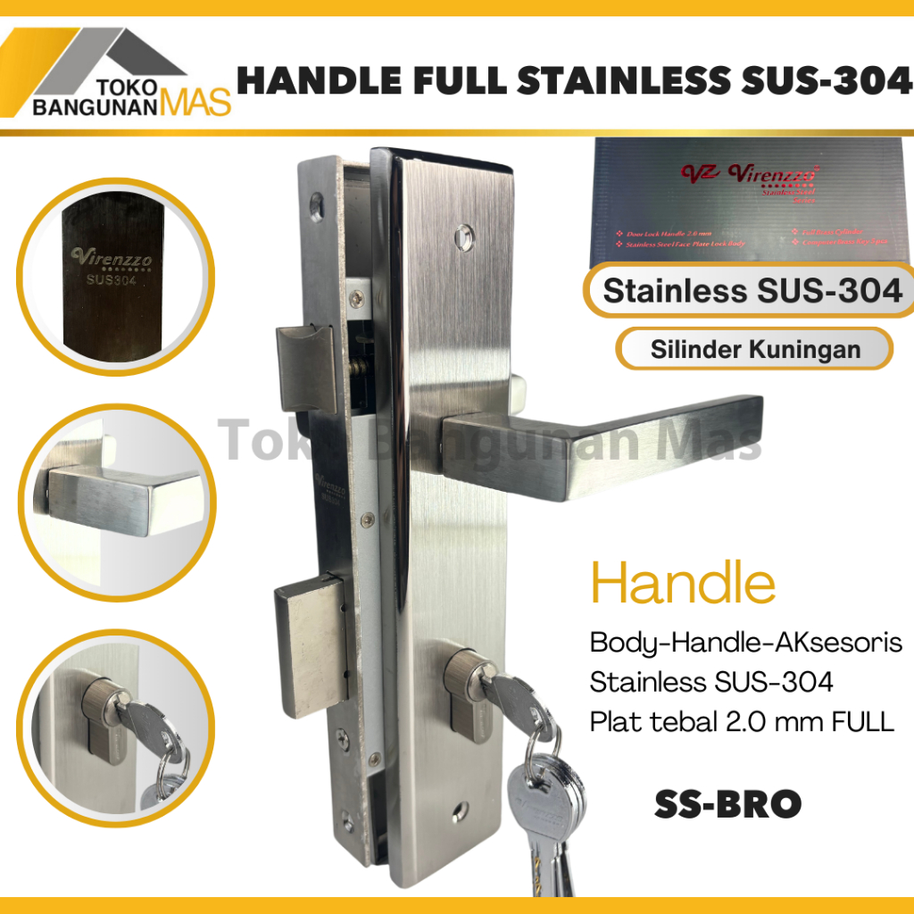 Handle FULL STAINLESS SUS 304 VIRENZZO 1 set handle body stainless Virenzzo Stainless Series
