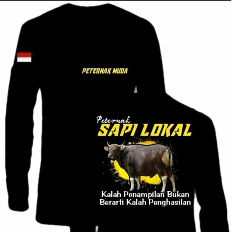 KAOS LENGAN PANJANG PETERNAK SAPI LOKAL INDONESIA SAPI HITAM