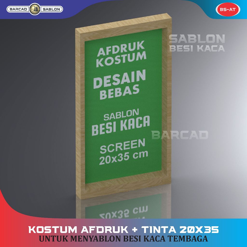 Kostum Afdruk Screen Sablon BESI KACA TEMBAGA 20x35 cm Plus Tinta