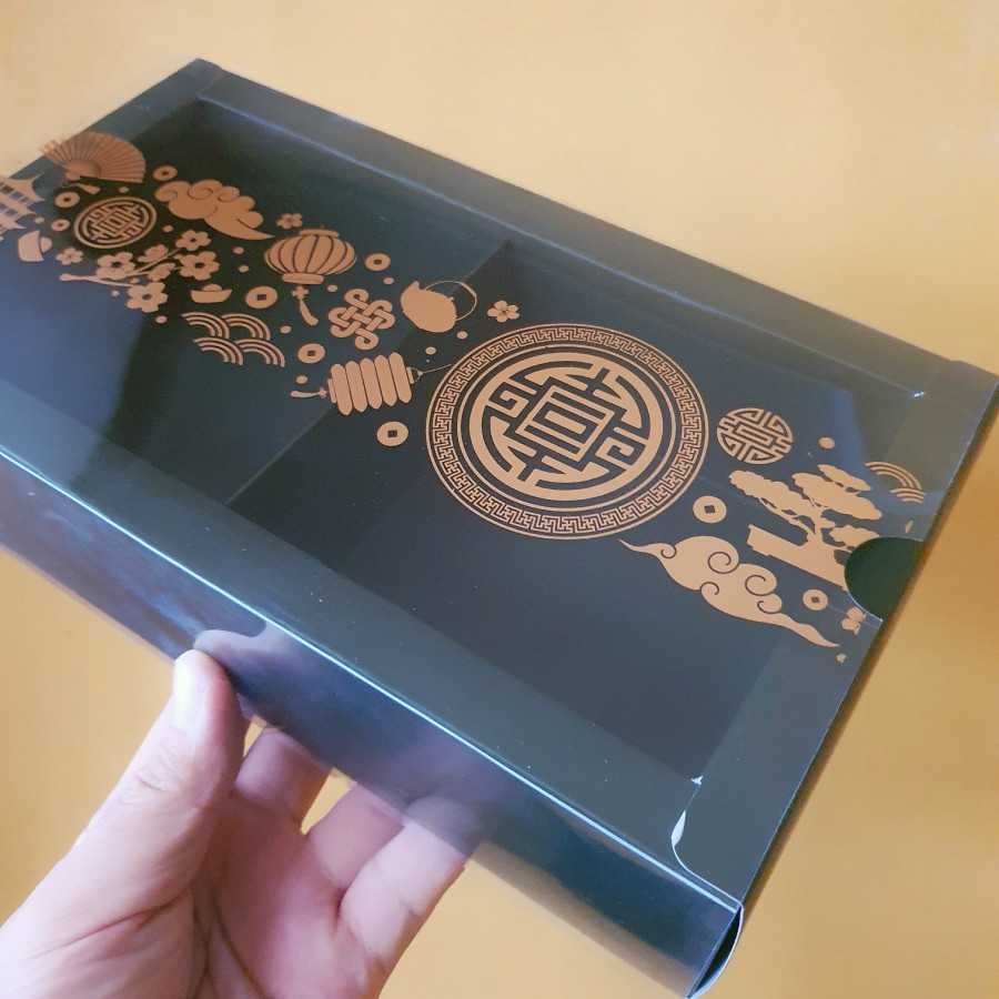 

10 pcs box mika sekat isi 2 ukuran 22x11x6cm kemasan kue eggatart warna hijau tua cny