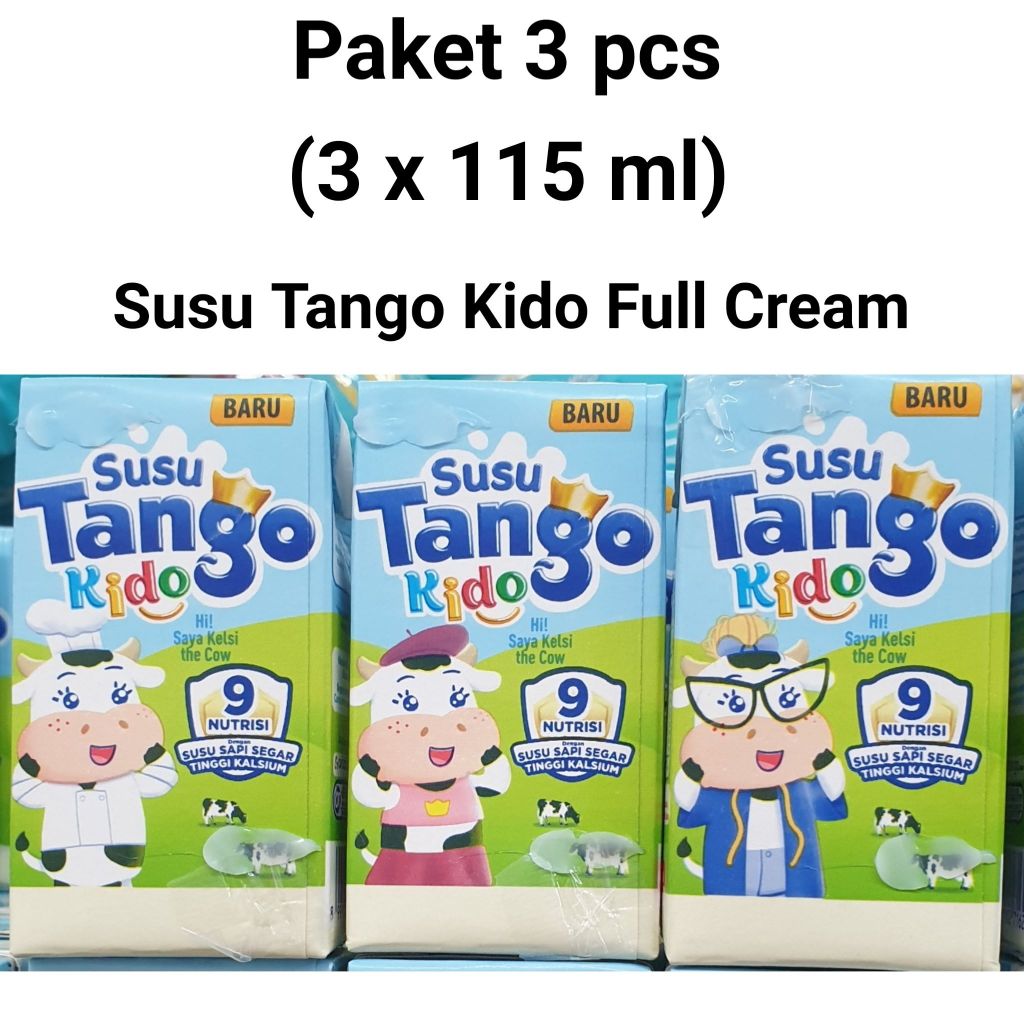 

PAKET 3 PCS SUSU TANGO KIDO Drink Susu UHT Sapi Segar Full Cream 115ml