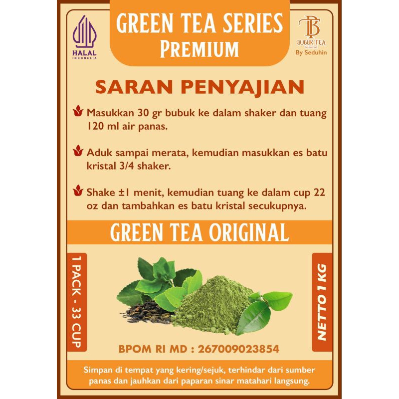 Bubuk Minuman Green Tea Original 1kg Teh Hijau