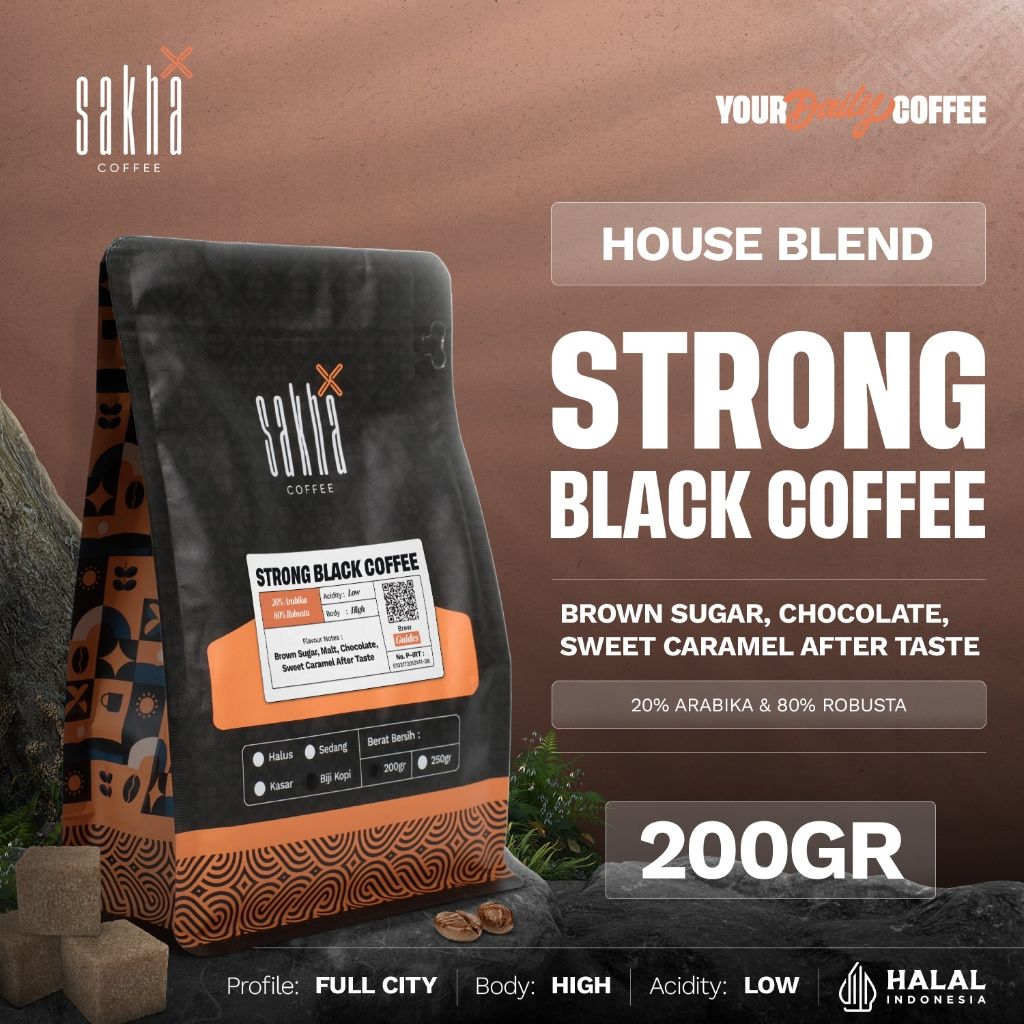 

Kopi Espresso Blend Strong Black Coffee Beans Kopdar 200gr Biji Bubuk