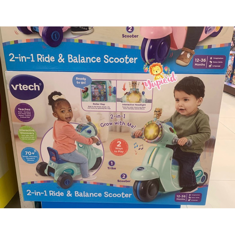 vtech 2in1 ride on and balancr scooter kids / skuter anak