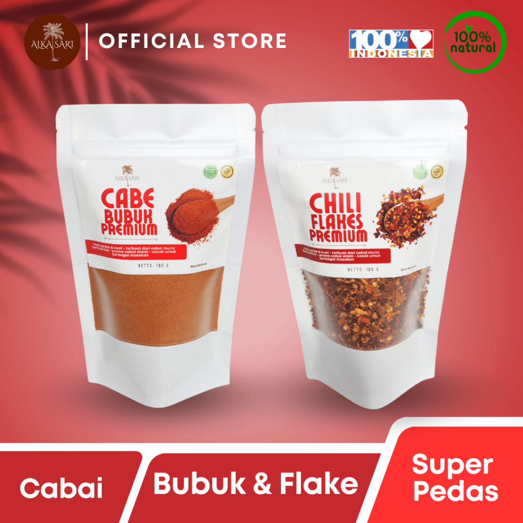 

Cabe Bubuk Halus & Kasar / Chili Powder & Chili Flake / Cabai Bubuk Halus & Kasar Alka Sari