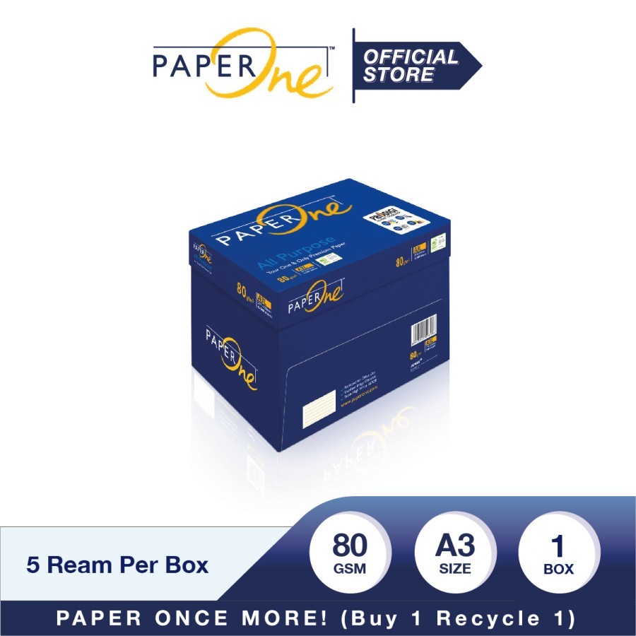 

PaperOne Kertas A3 80gr All Purpose 1 Box (2500 lembar) Kertas HVS